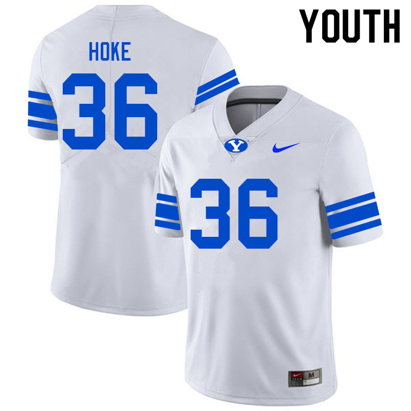 Youth #36 Cade Hoke BYU Cougars College Football Jerseys Sale-White - Click Image to Close